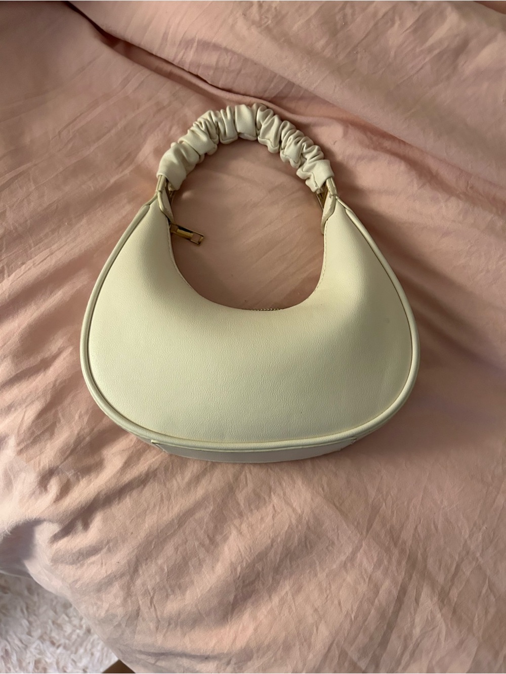 Cream Ruched Handle Shoulder Bag - Women